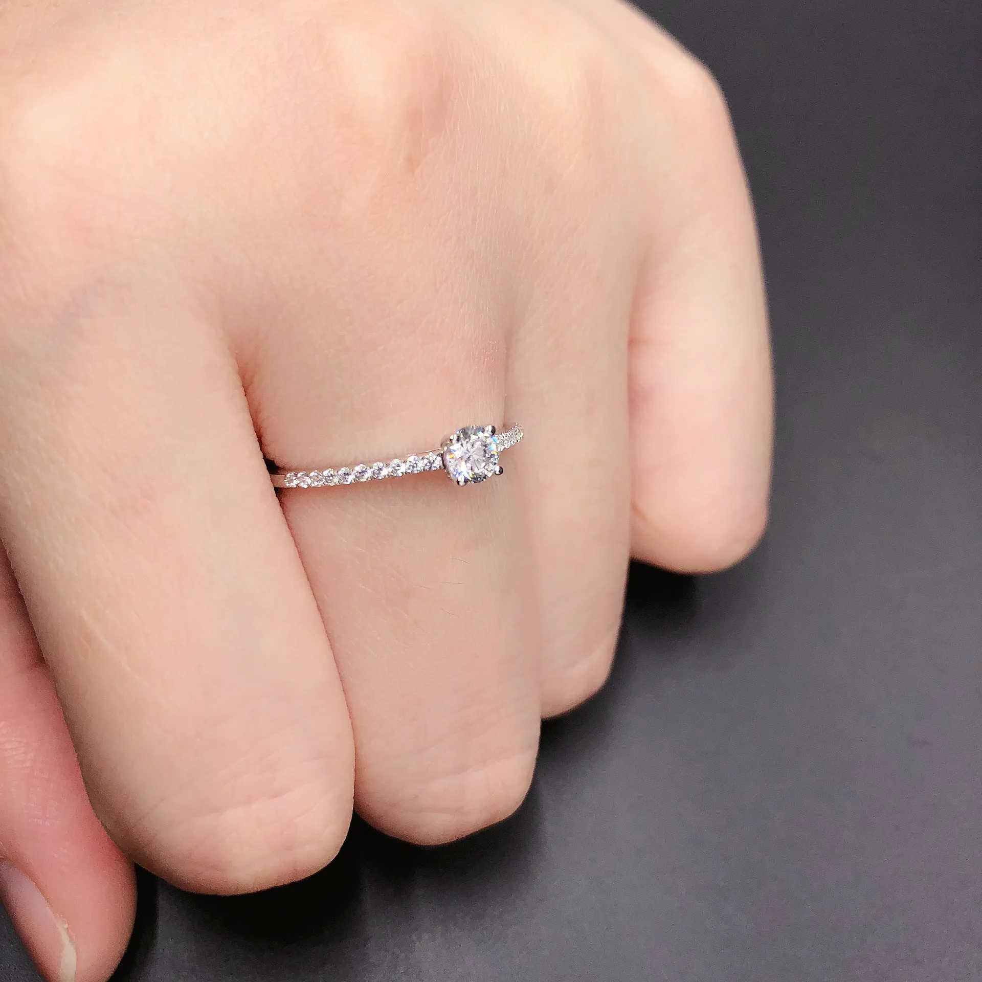 0.3 Carats Half Eternity Moissanite Diamond Ring