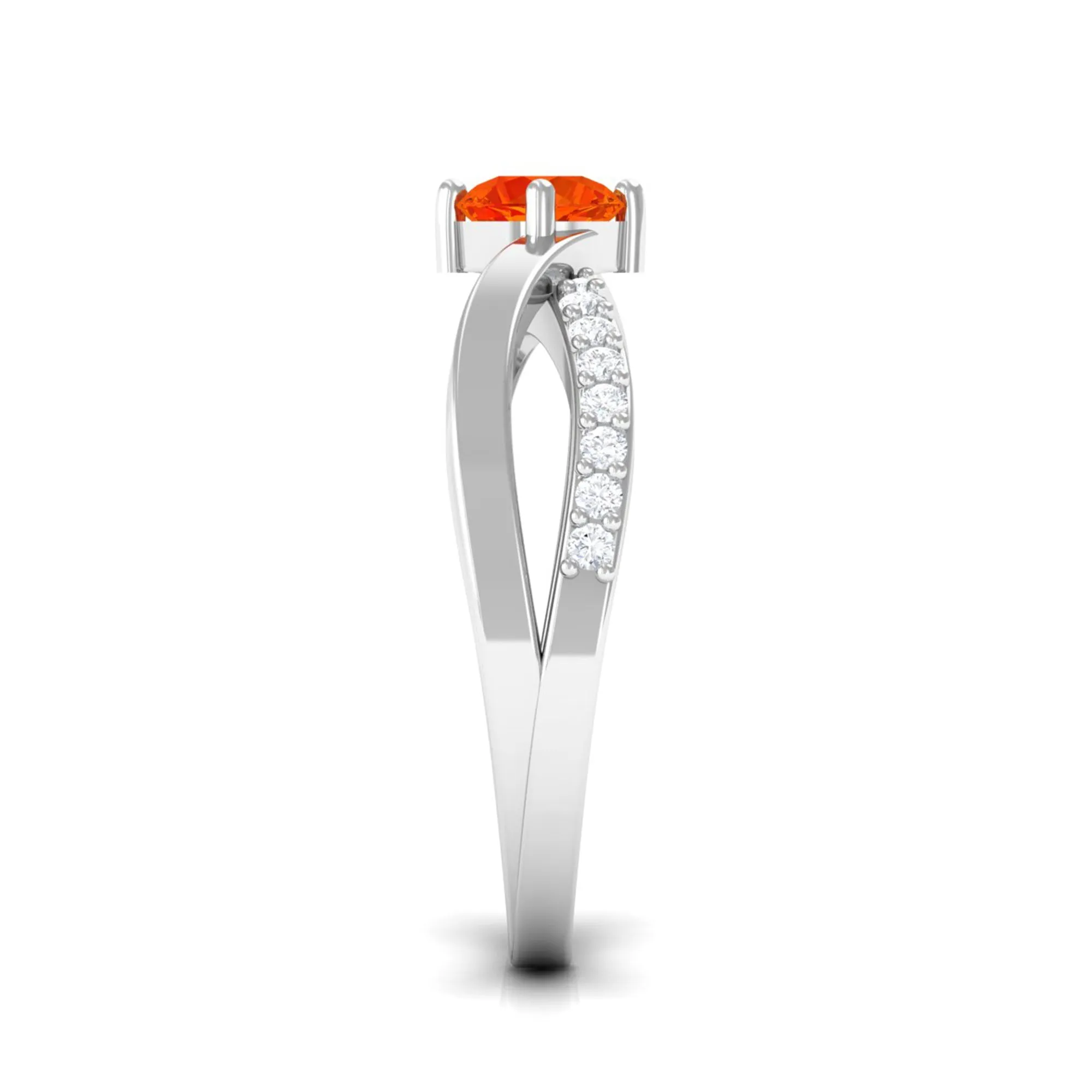 0.50 CT Orange Sapphire Solitaire and Diamond Infinity Ring