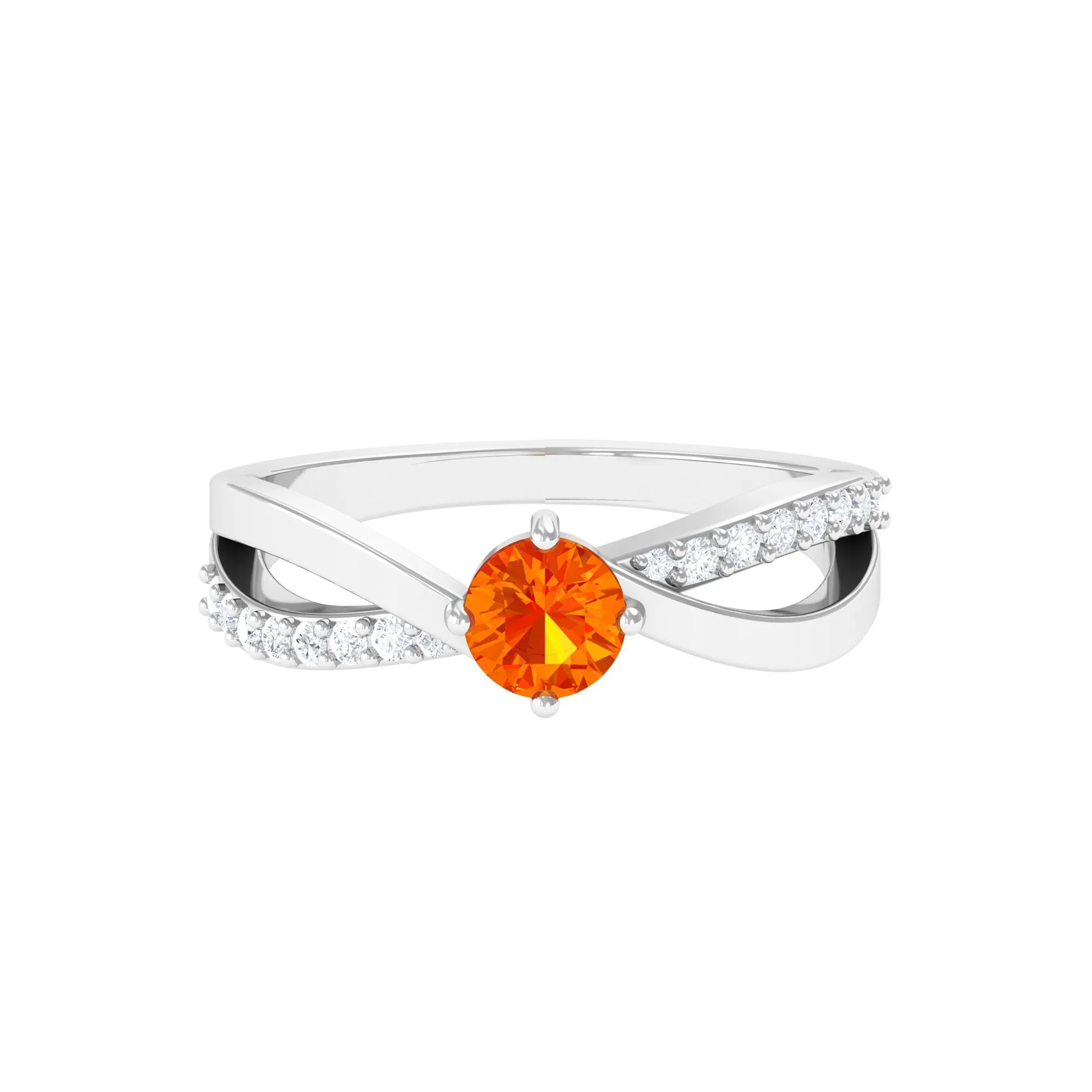 0.50 CT Orange Sapphire Solitaire and Diamond Infinity Ring