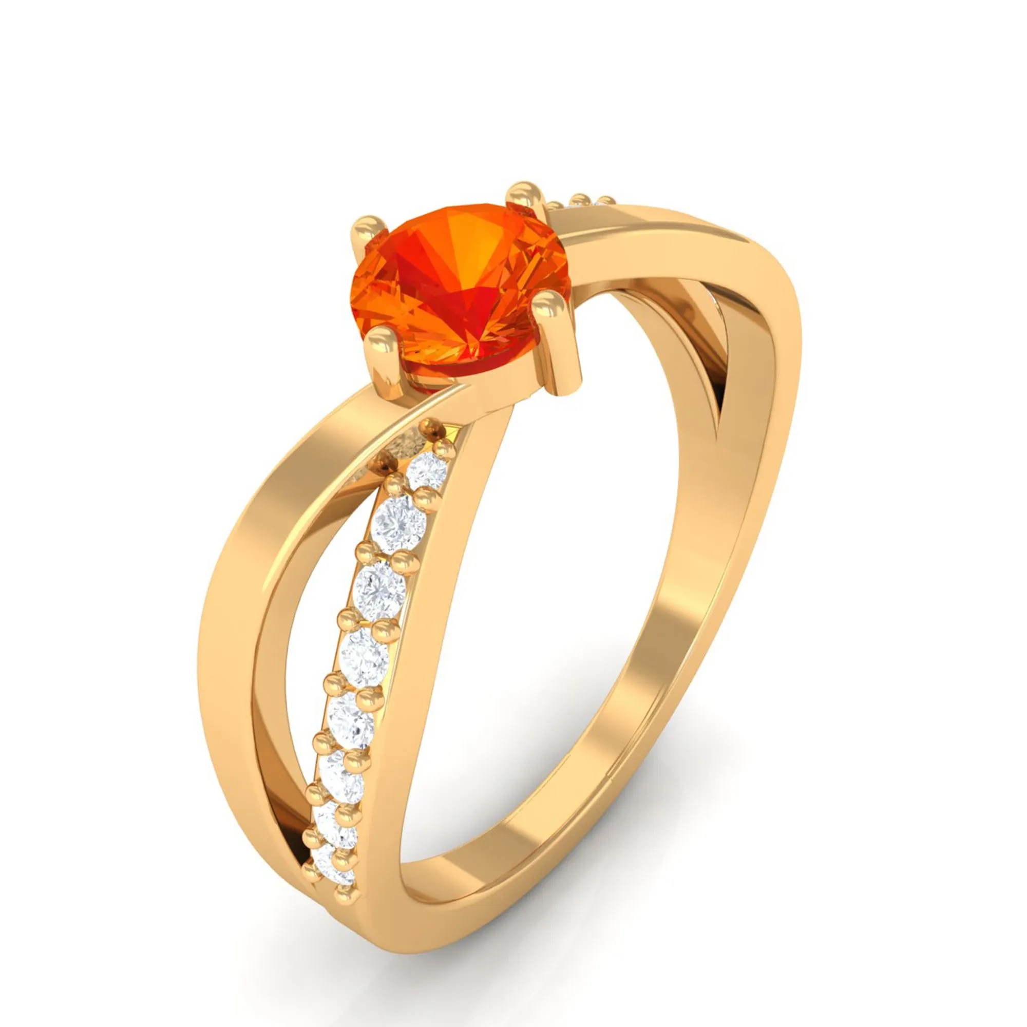 0.50 CT Orange Sapphire Solitaire and Diamond Infinity Ring