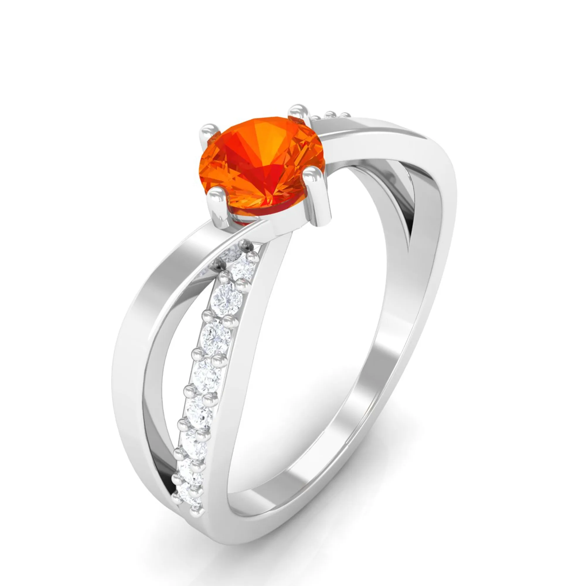 0.50 CT Orange Sapphire Solitaire and Diamond Infinity Ring