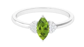 0.75 CT Real Peridot Engagement Ring with Diamond Stones