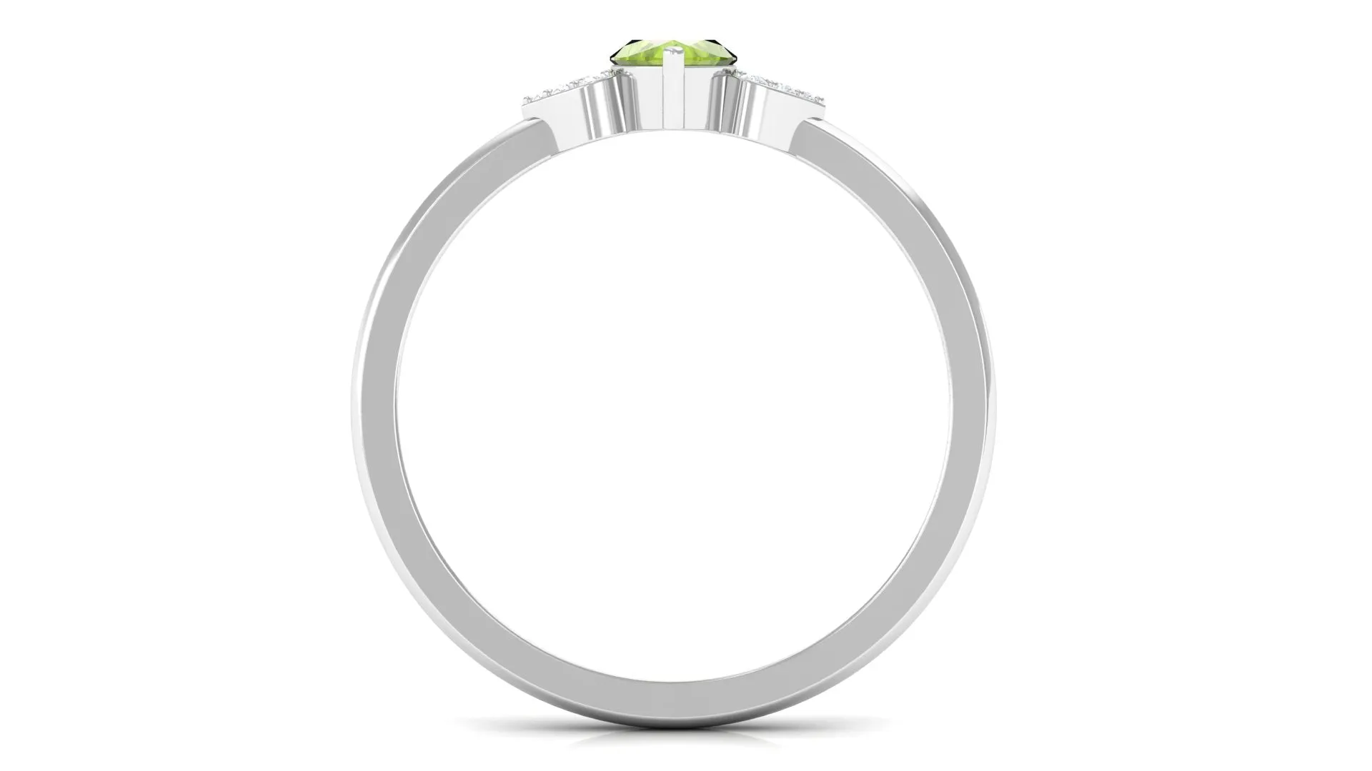 0.75 CT Real Peridot Engagement Ring with Diamond Stones