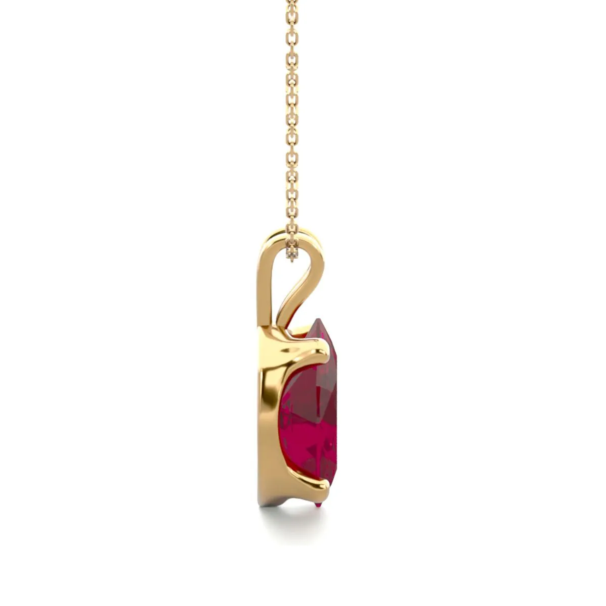 1 Carat Oval Shape Ruby Necklace In 14K Yellow Gold Over Sterling Silver