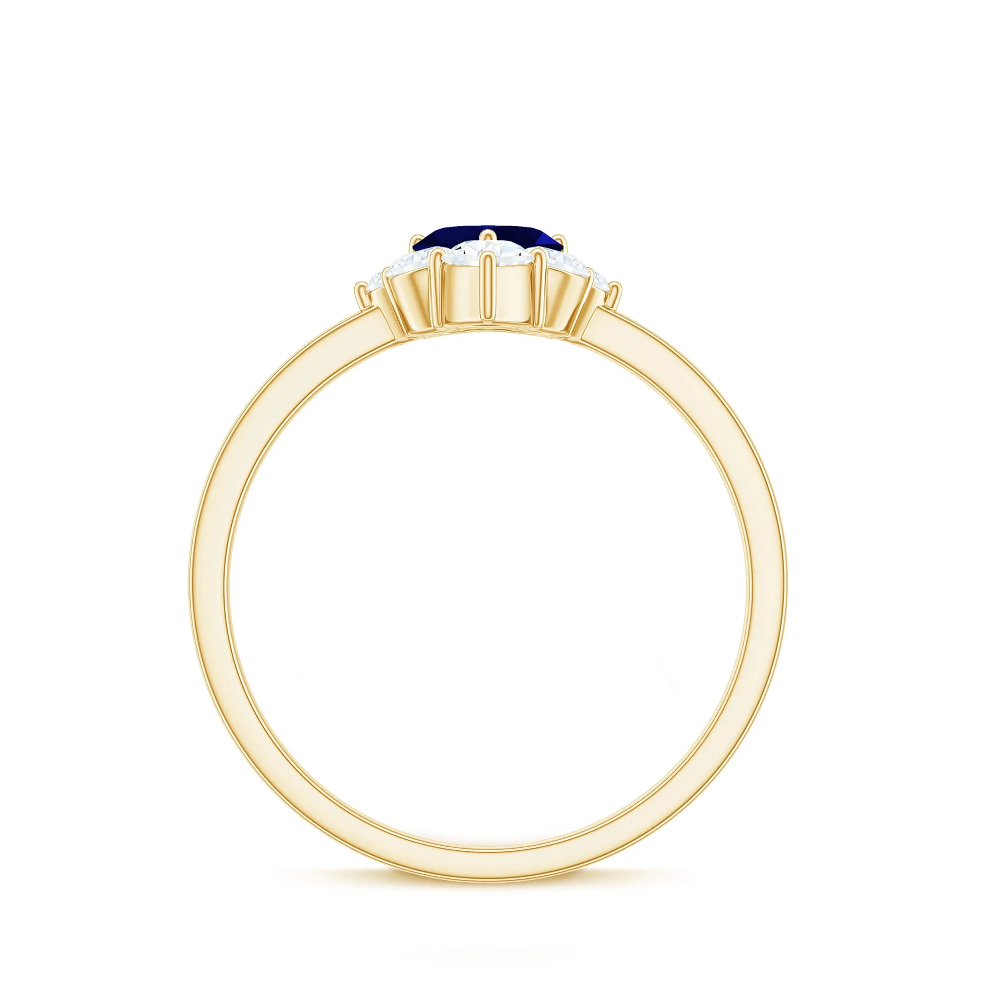 1 CT Heart Blue Sapphire Promise Ring with Diamond Accent