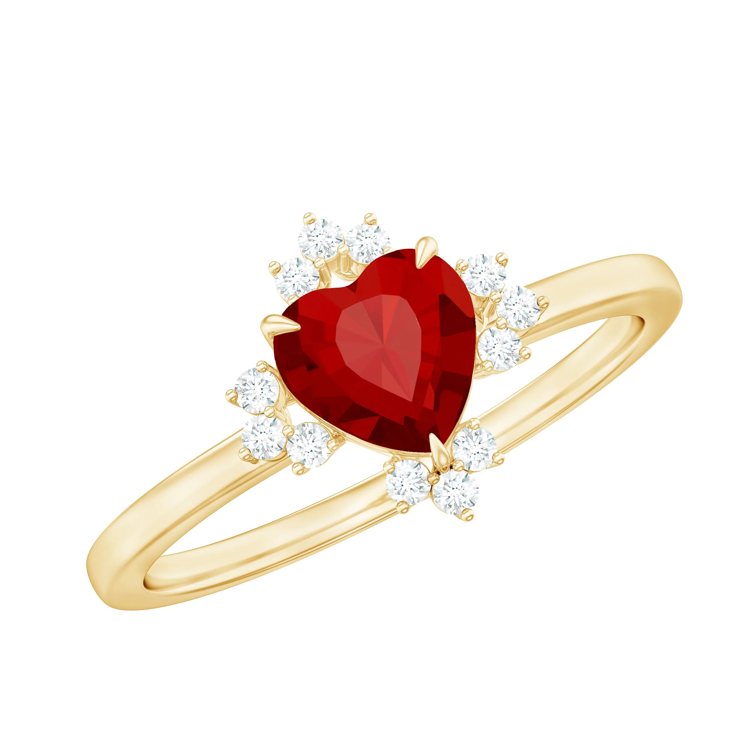 1 CT Heart Shape Lab Grown Ruby Promise Ring with Diamond