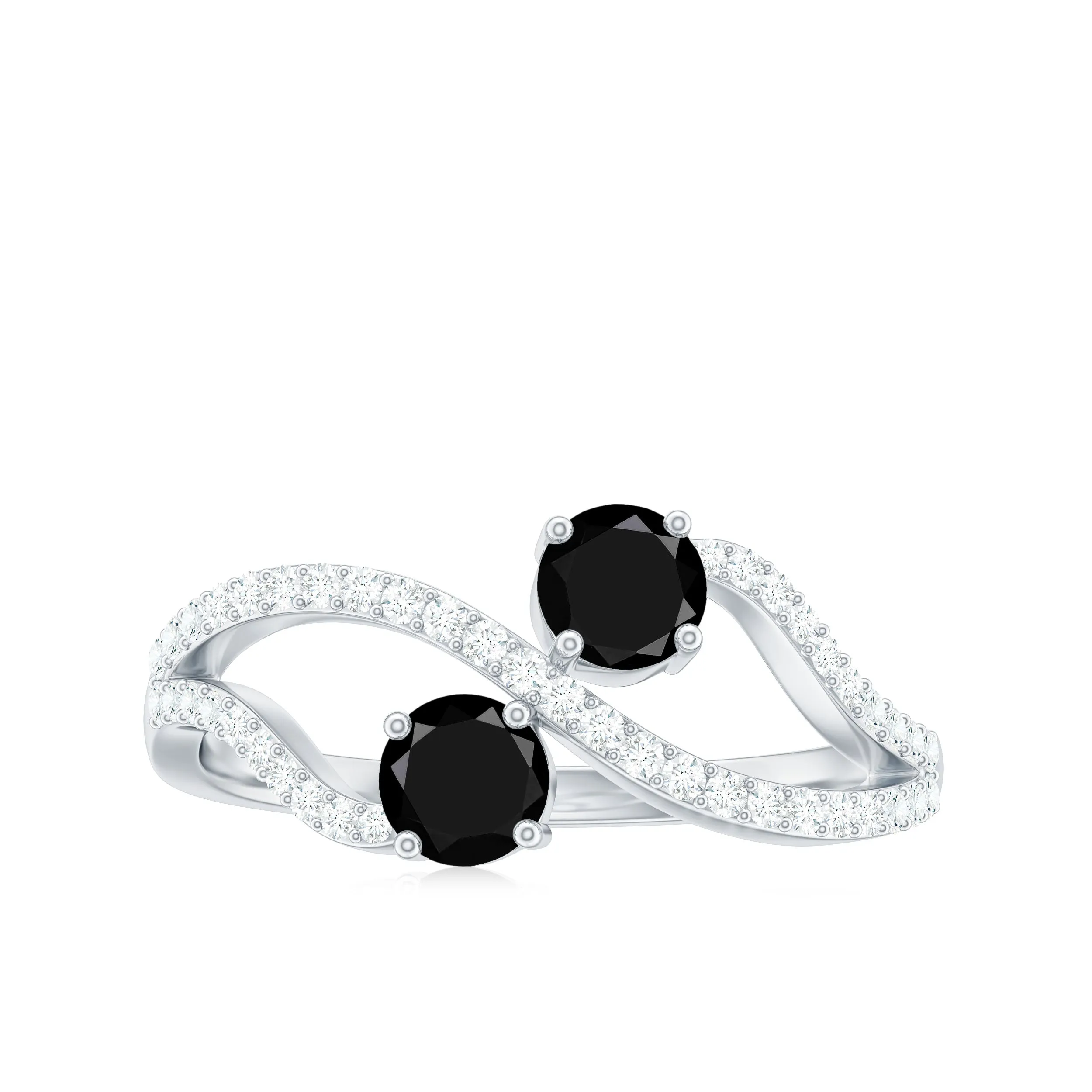 1 CT Minimal Black Diamond and Diamond Engagement Ring