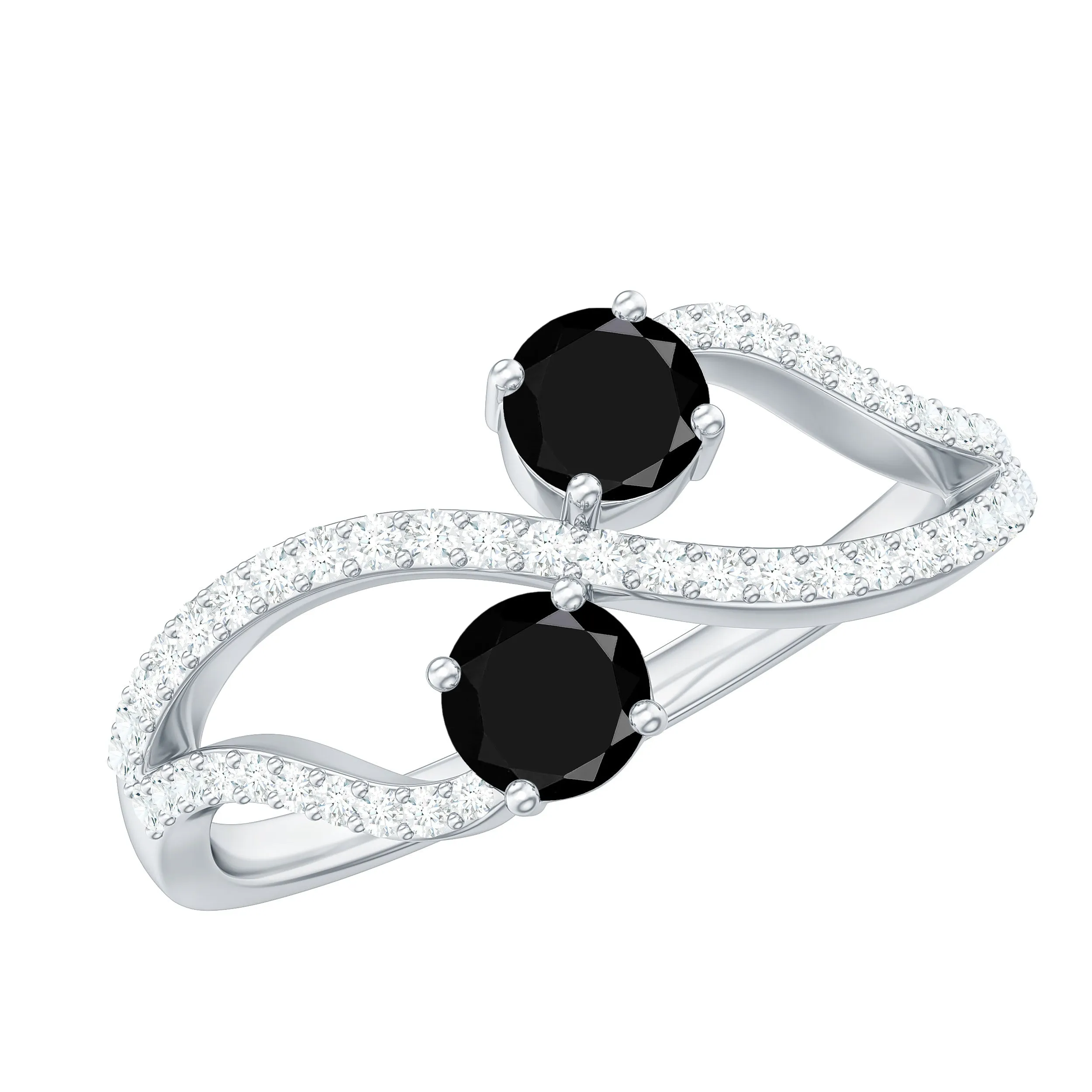 1 CT Minimal Black Diamond and Diamond Engagement Ring