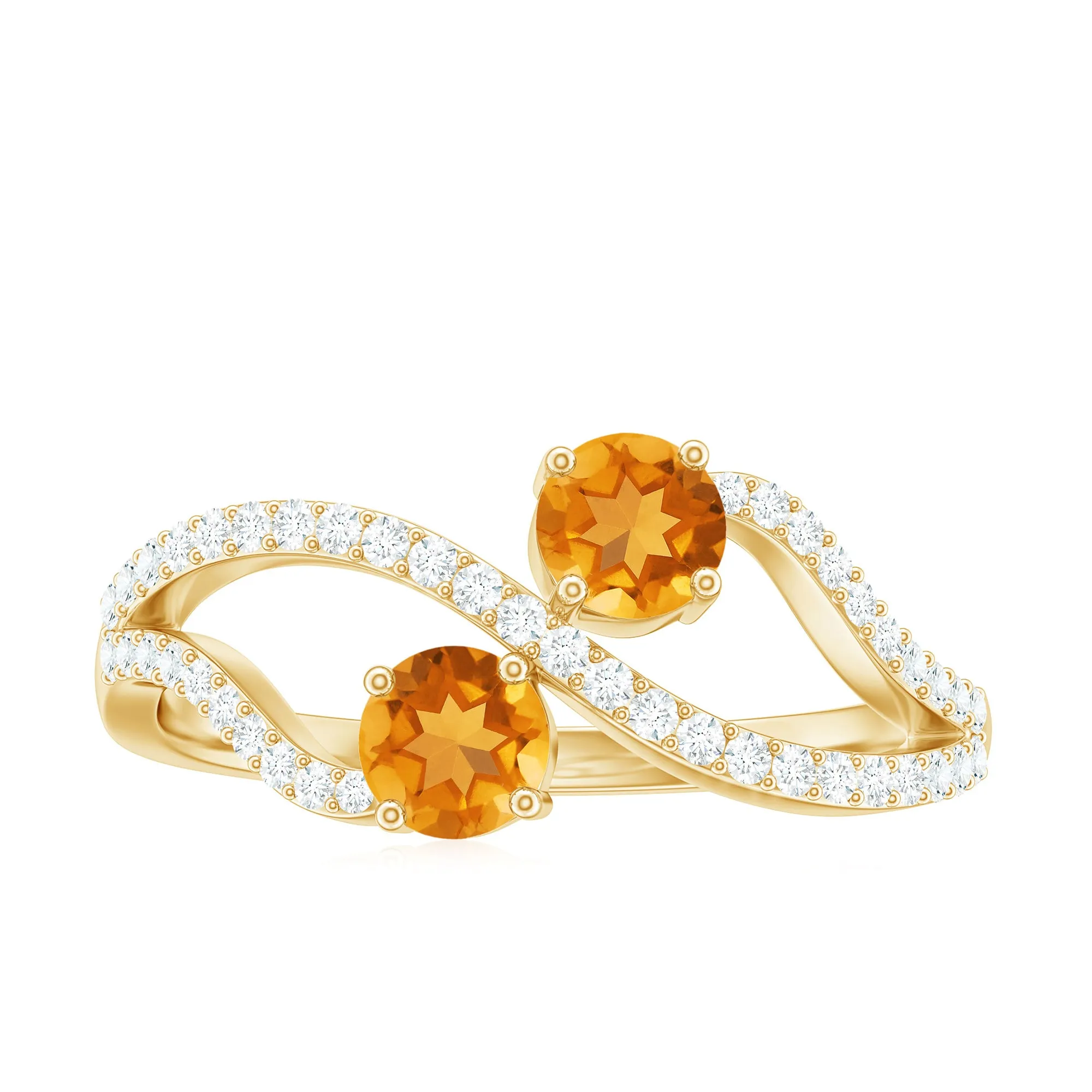 1 CT Minimal Citrine and Diamond Engagement Ring