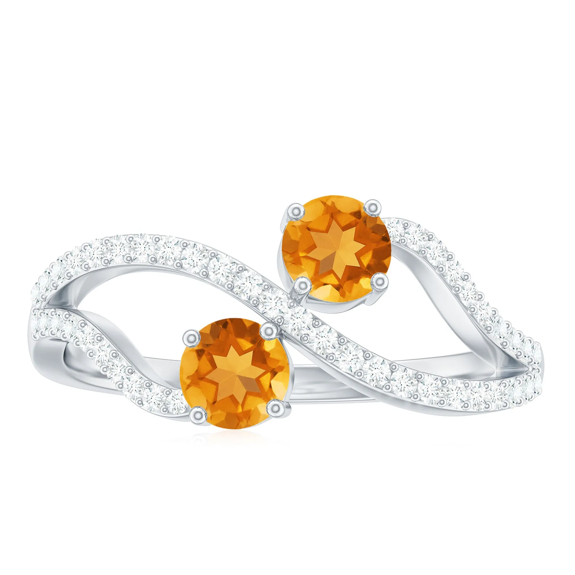 1 CT Minimal Citrine and Diamond Engagement Ring