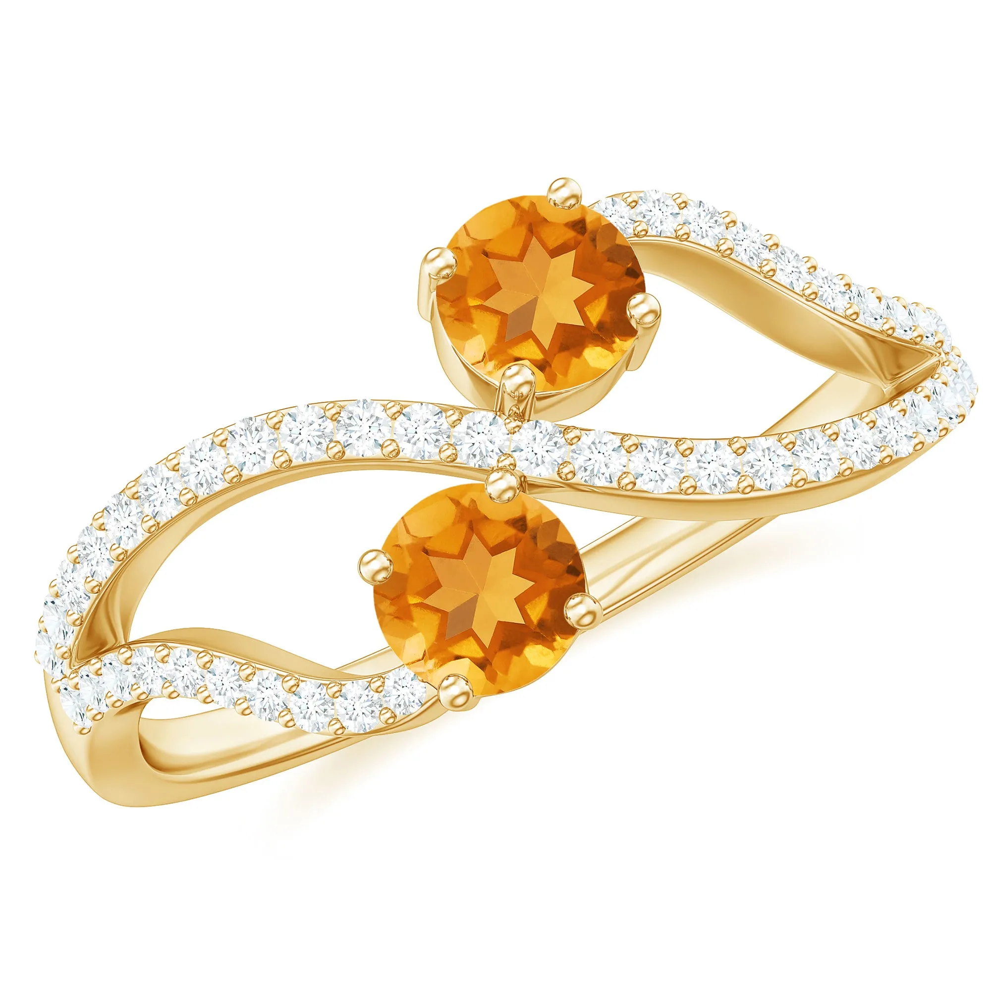 1 CT Minimal Citrine and Diamond Engagement Ring