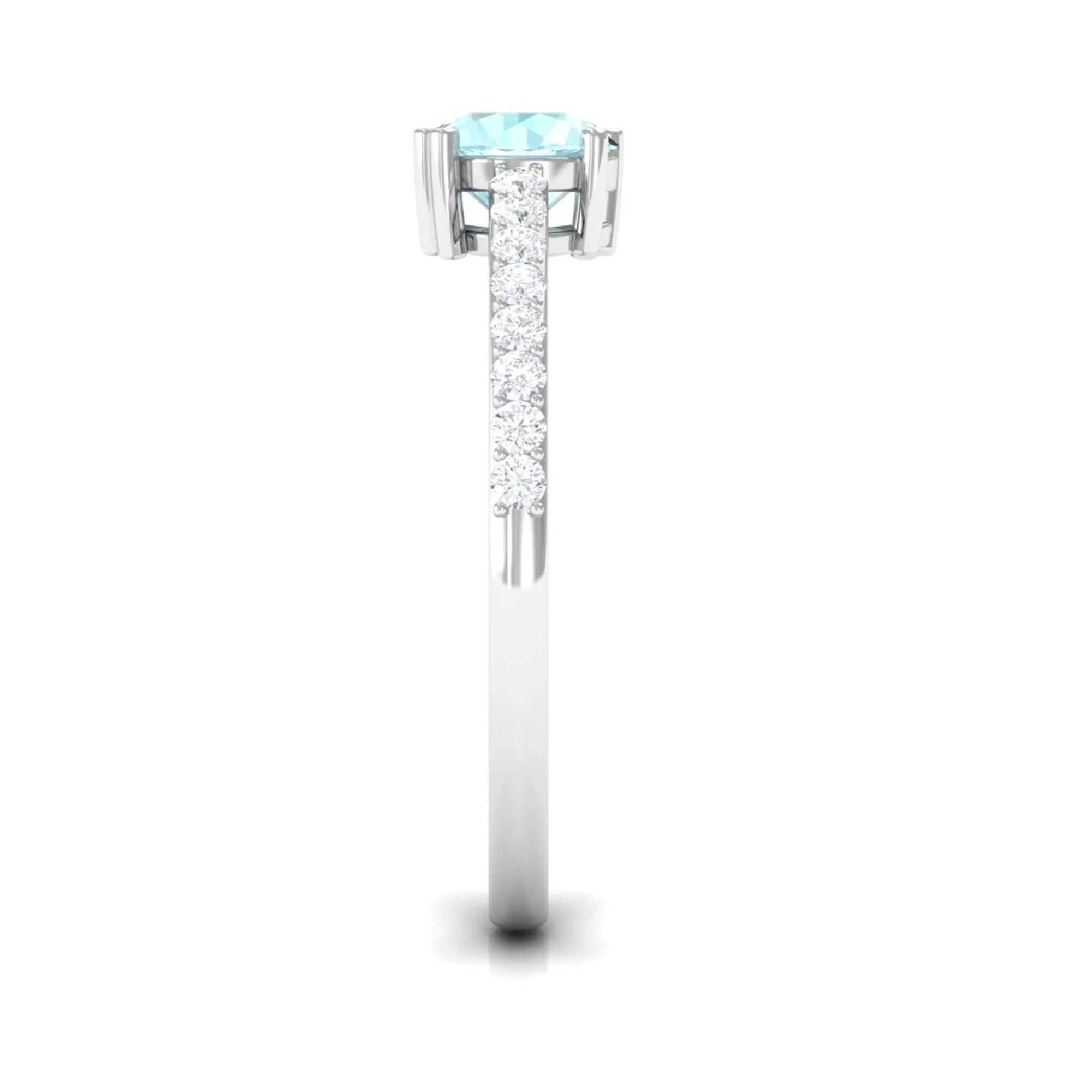 1 CT Round Solitaire Sky Blue Topaz and Diamond Ring