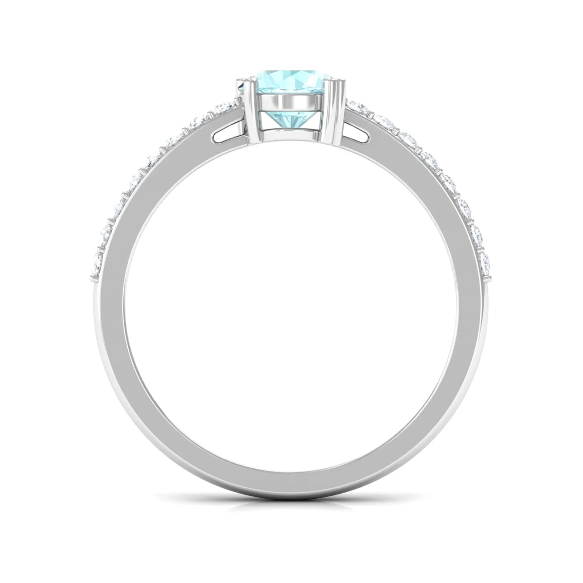 1 CT Round Solitaire Sky Blue Topaz and Diamond Ring