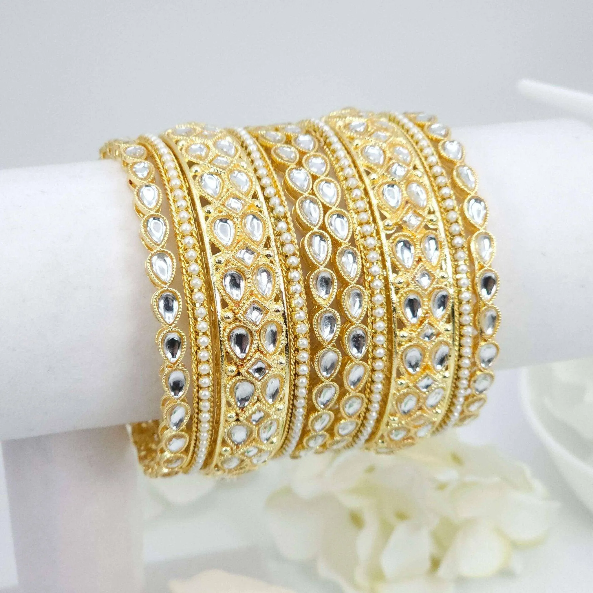 10 Pcs Tear drop bangle set - Golden