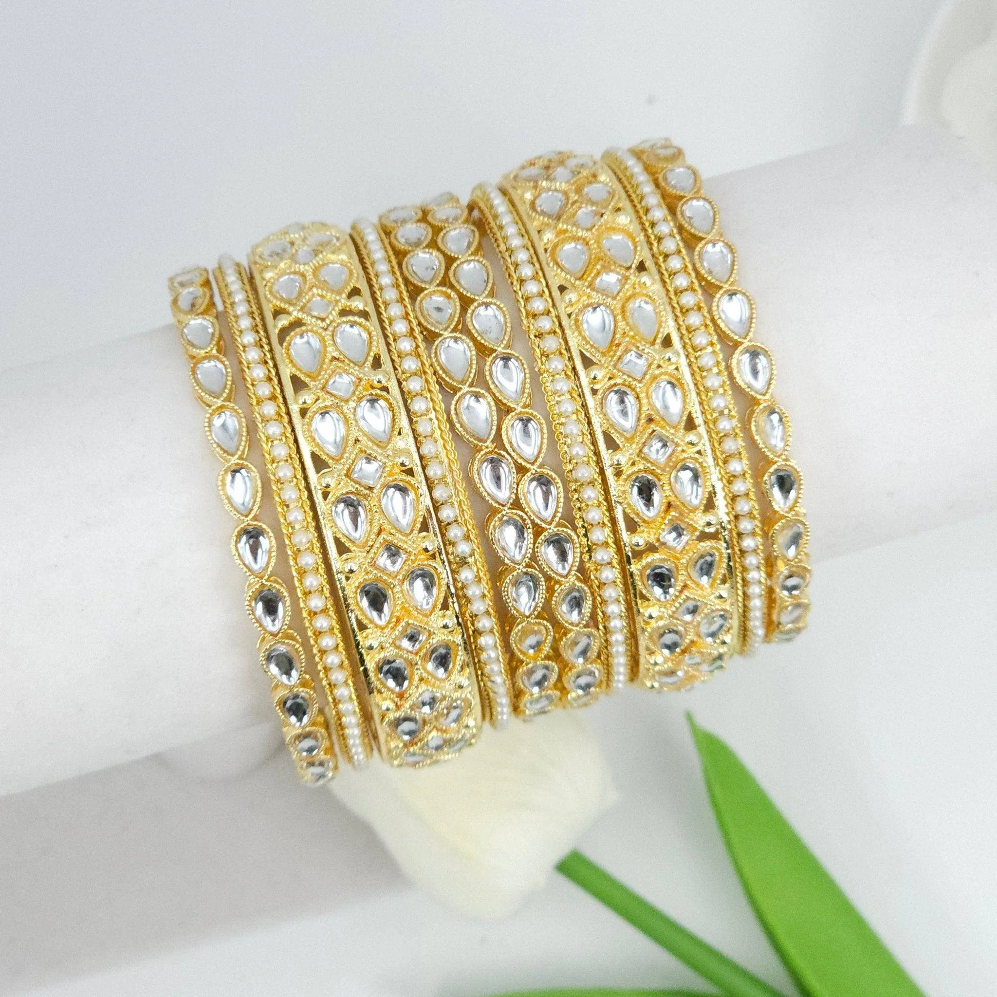 10 Pcs Tear drop bangle set - Golden