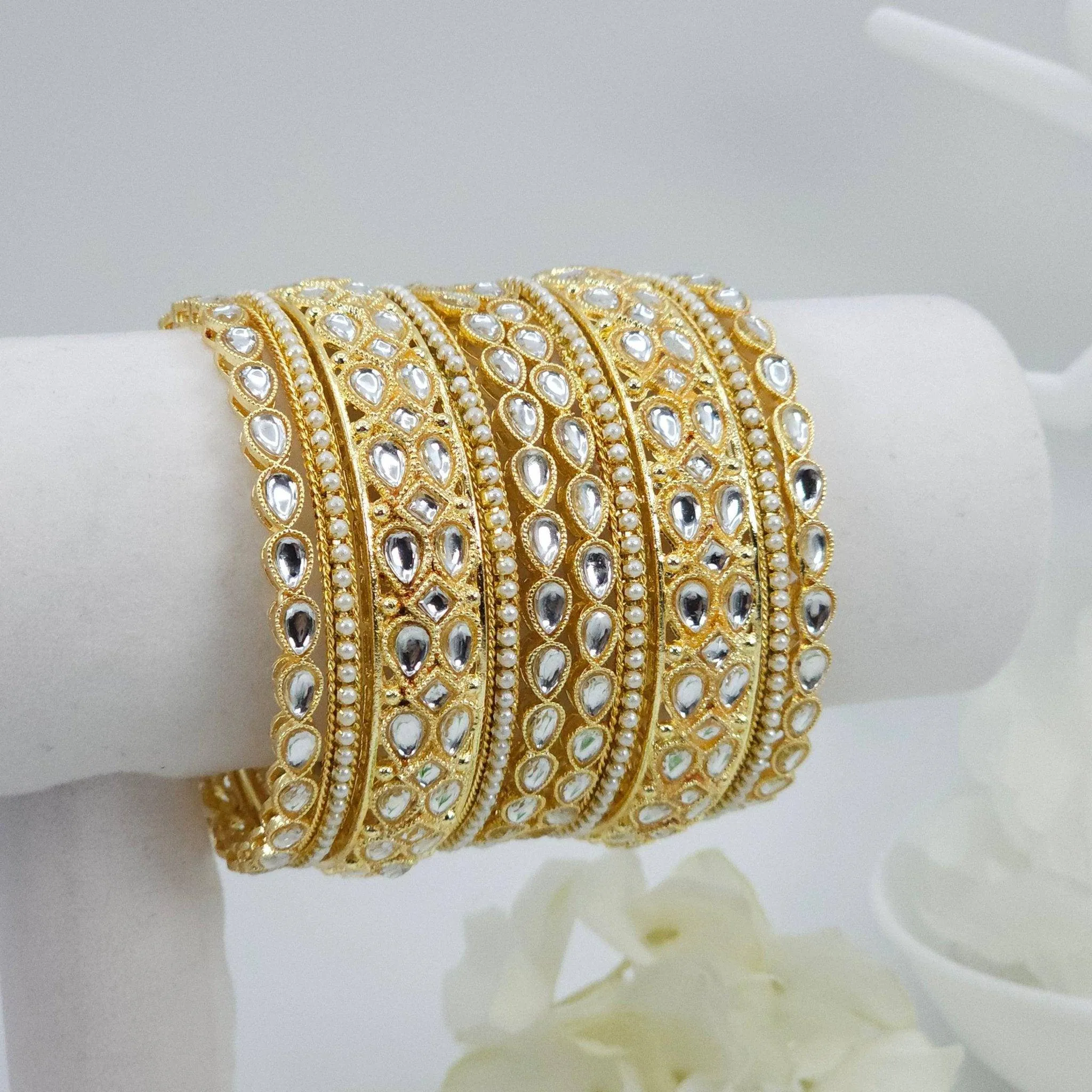 10 Pcs Tear drop bangle set - Golden