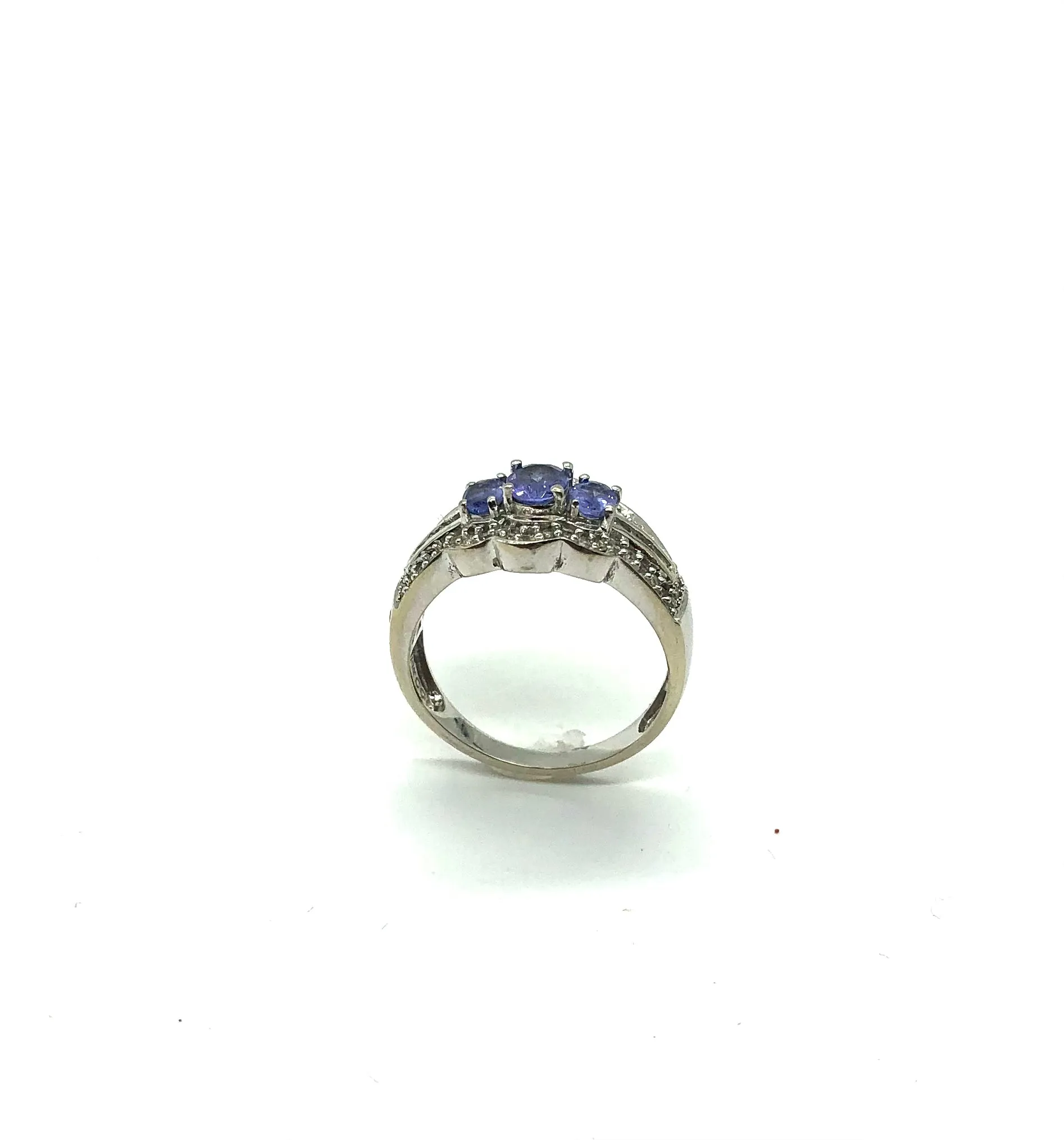 10k White Gold 3 Stone Diamond Fashion Ring