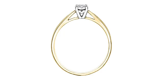 10K Yellow White Gold Mini Oval Halo Ring