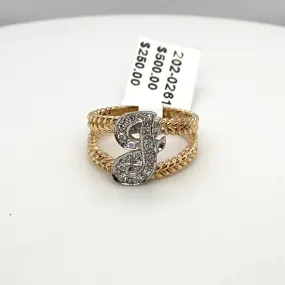 10KT Yellow Gold J Initial Ring