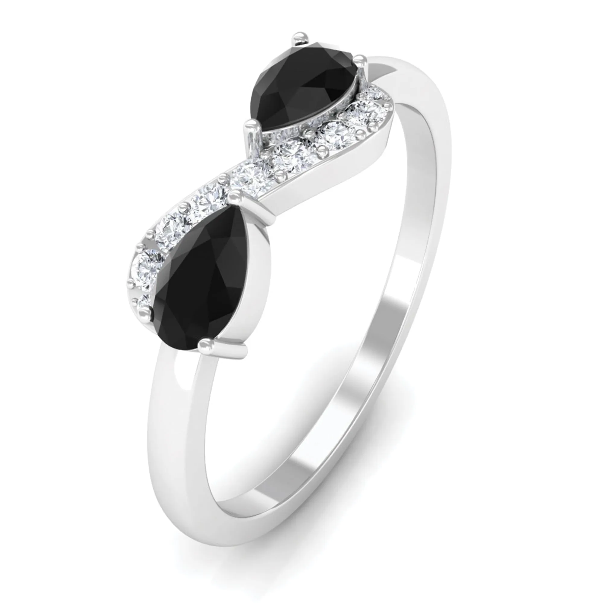 1/2 CT Black Diamond and Diamond Infinity Promise Ring