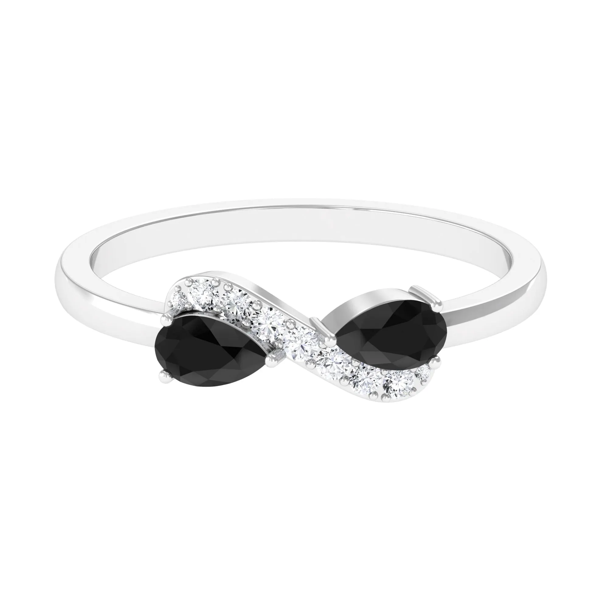 1/2 CT Black Diamond and Diamond Infinity Promise Ring