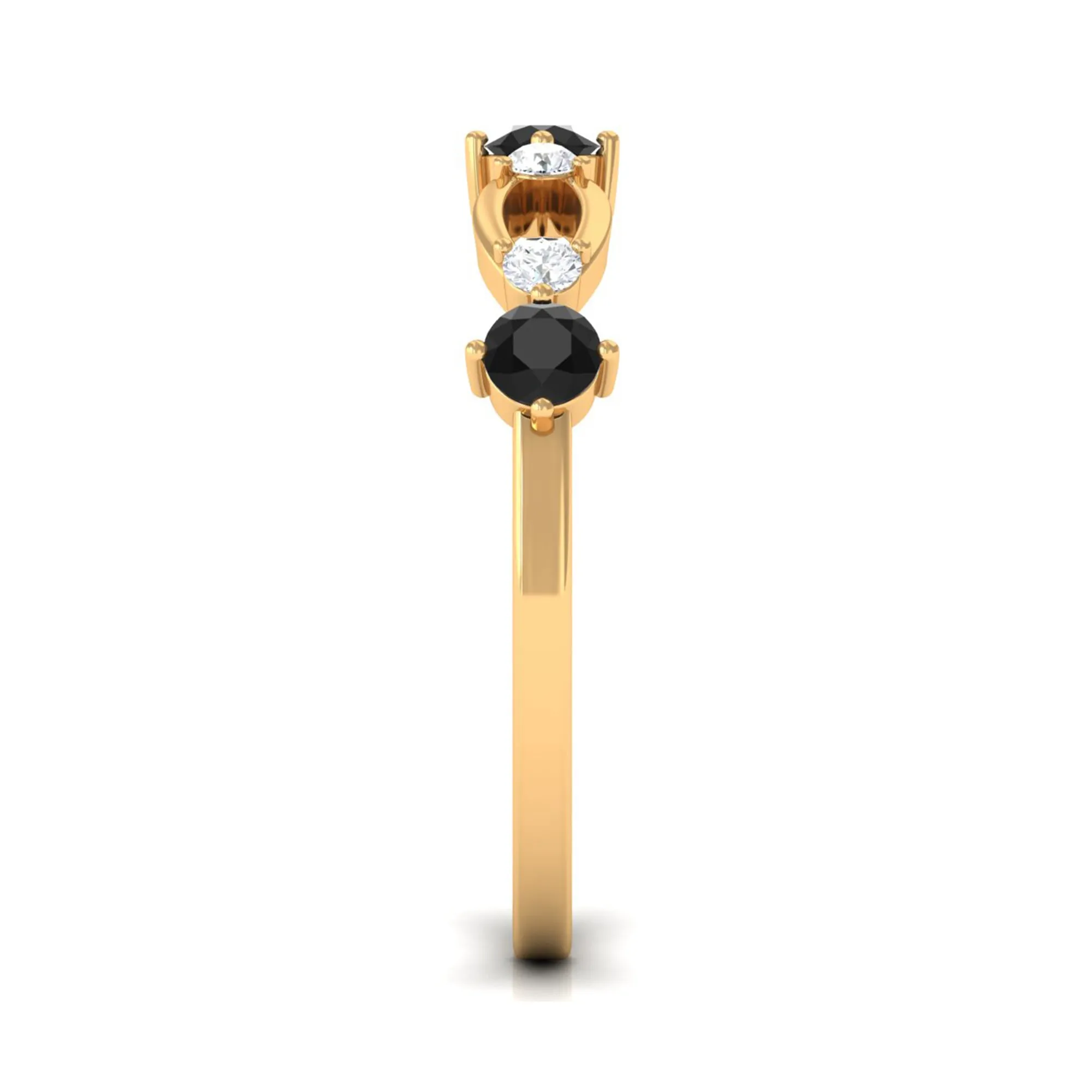 1/2 CT Black Onyx and Diamond Minimal Promise Band Ring