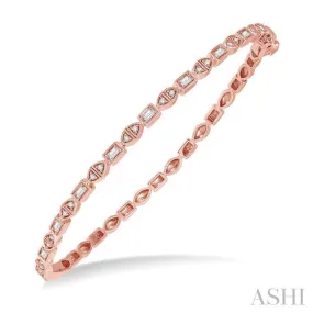 1/3 ctw Baguette & Round Cut Diamond Stackable Bangle in 14K Rose Gold