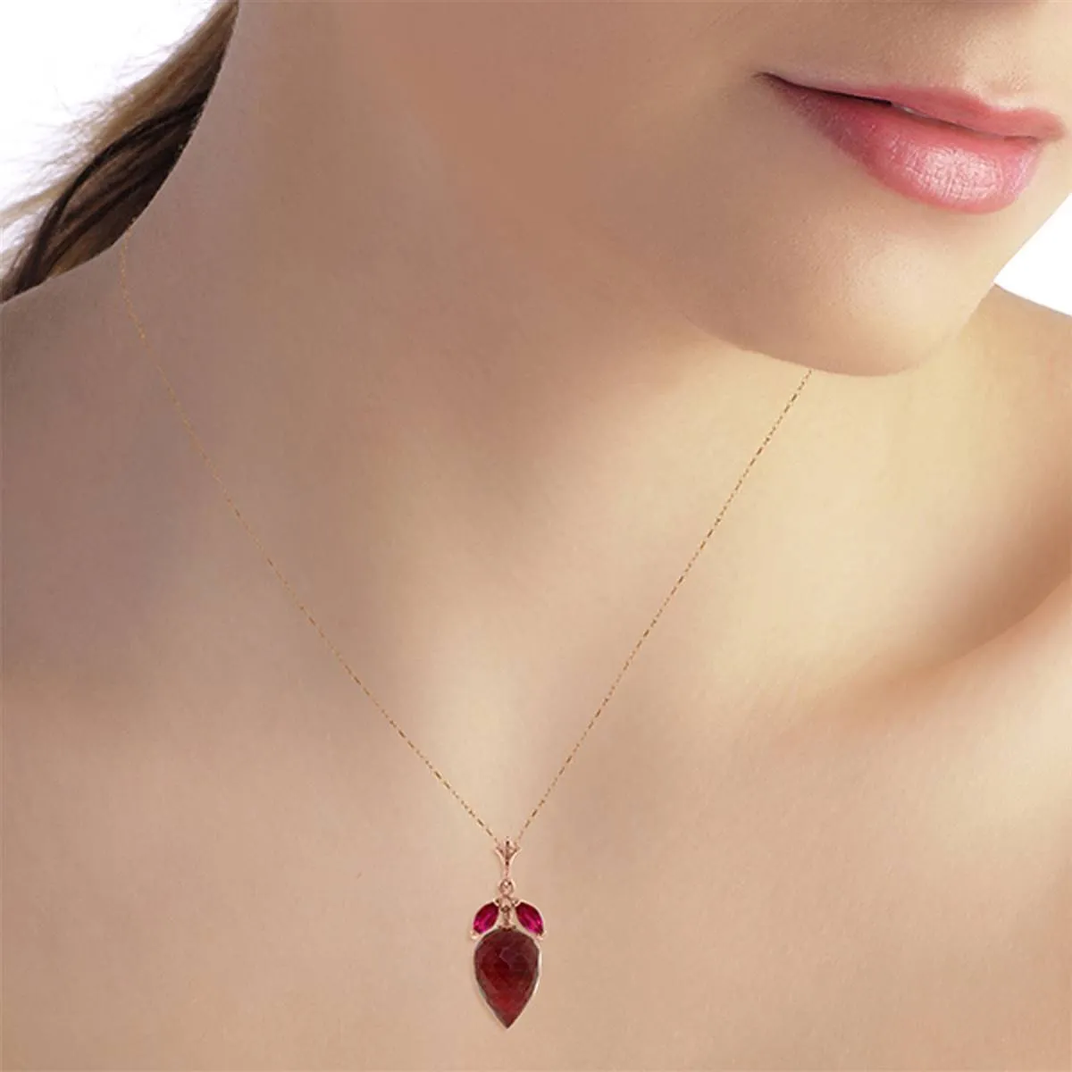 13.5 Carat 14K Solid Rose Gold Desire Ruby Necklace