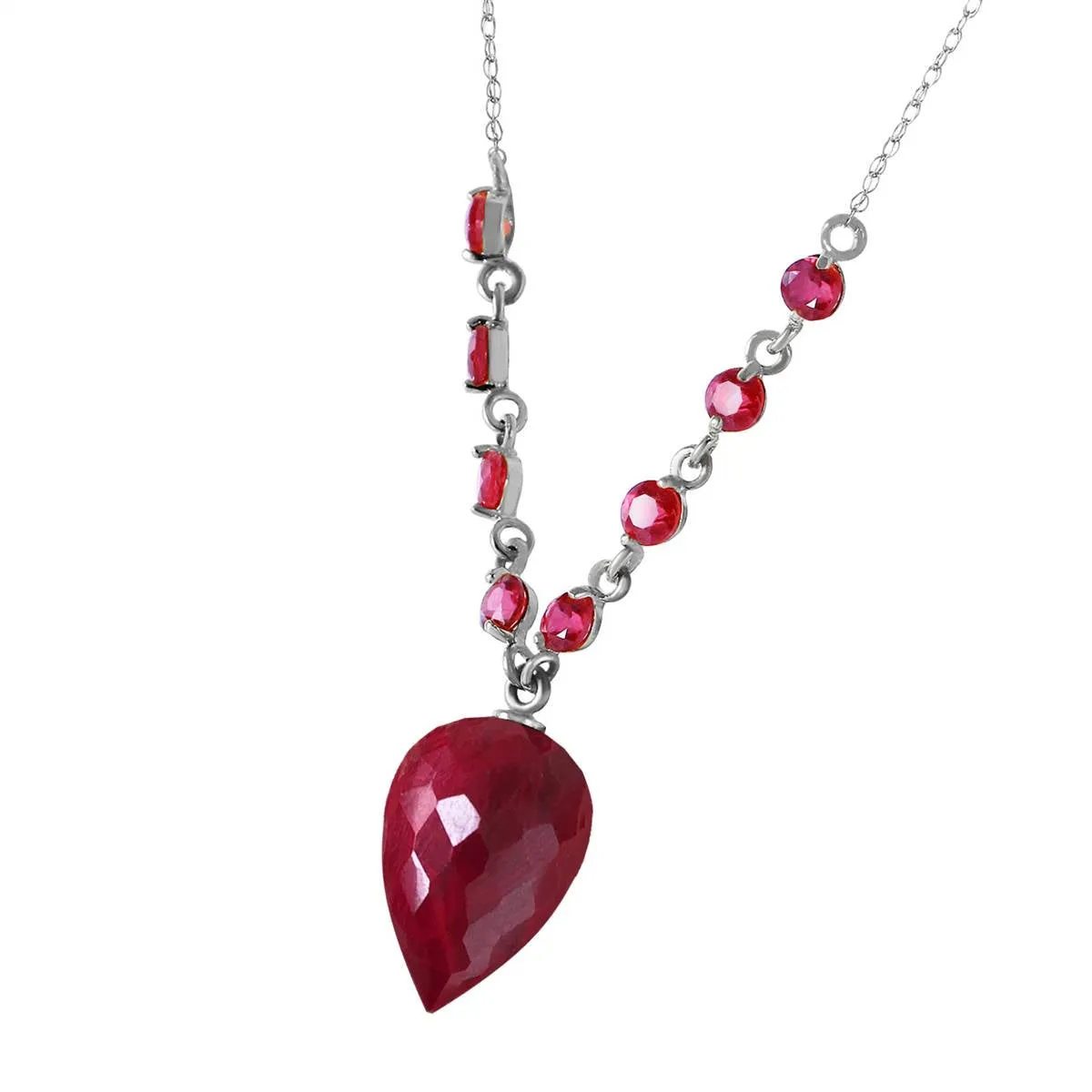 14 Carat 14K Solid White Gold Dreamy Pleasure Ruby Necklace