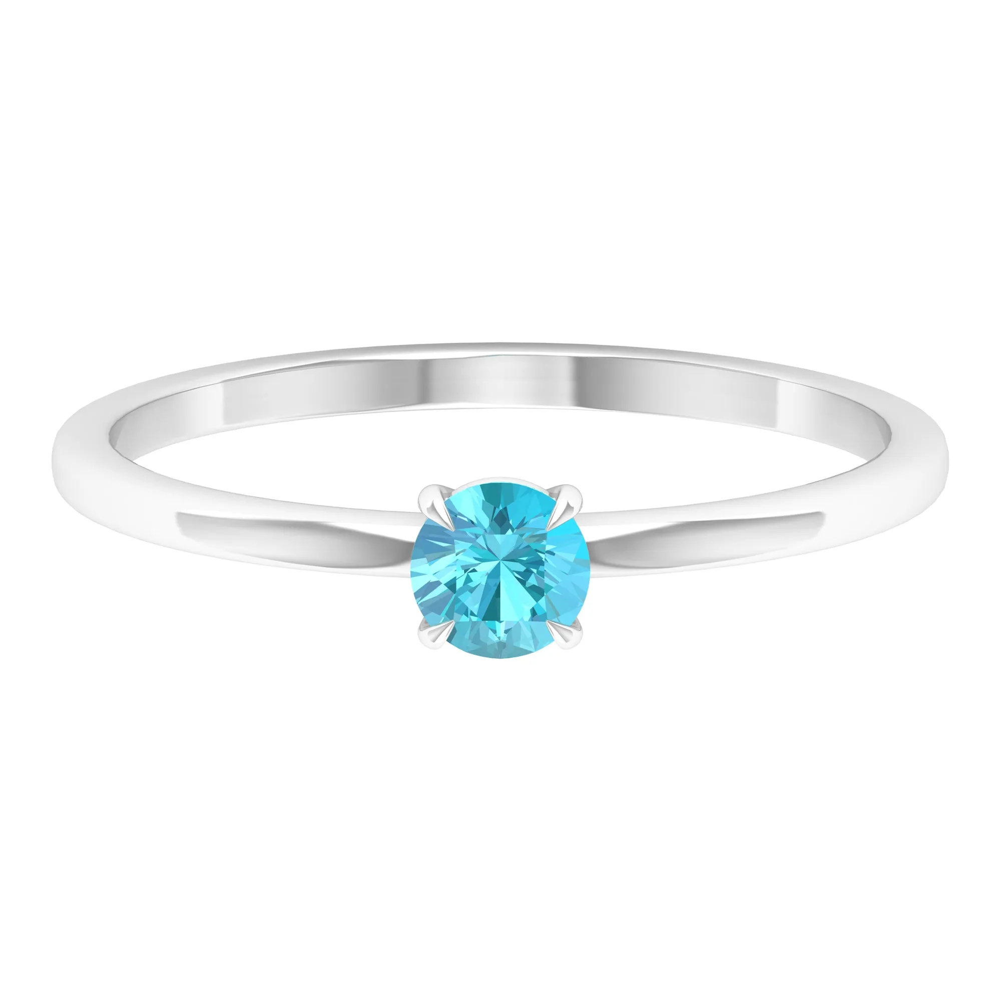 1/4 CT Claw Set Swiss Blue Topaz Solitaire Ring