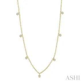 1/4 Ctw Mini Mount Round Cut Diamond Station Necklace in 14K Yellow Gold