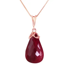 14.8 Carat 14K Solid Rose Gold Necklace Briolette Natural Ruby