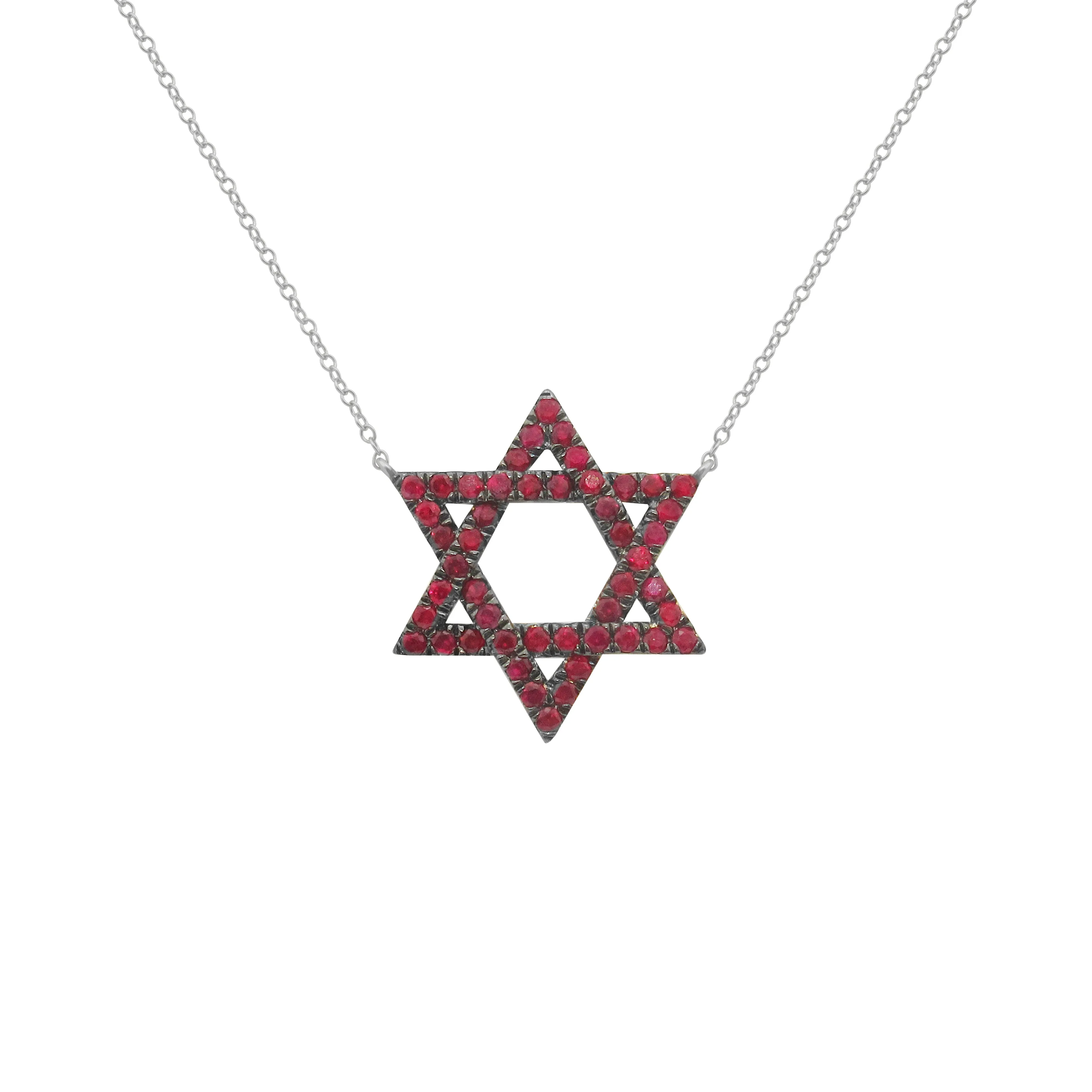 14K GOLD RUBY MAGEN DAVID NECKLACE