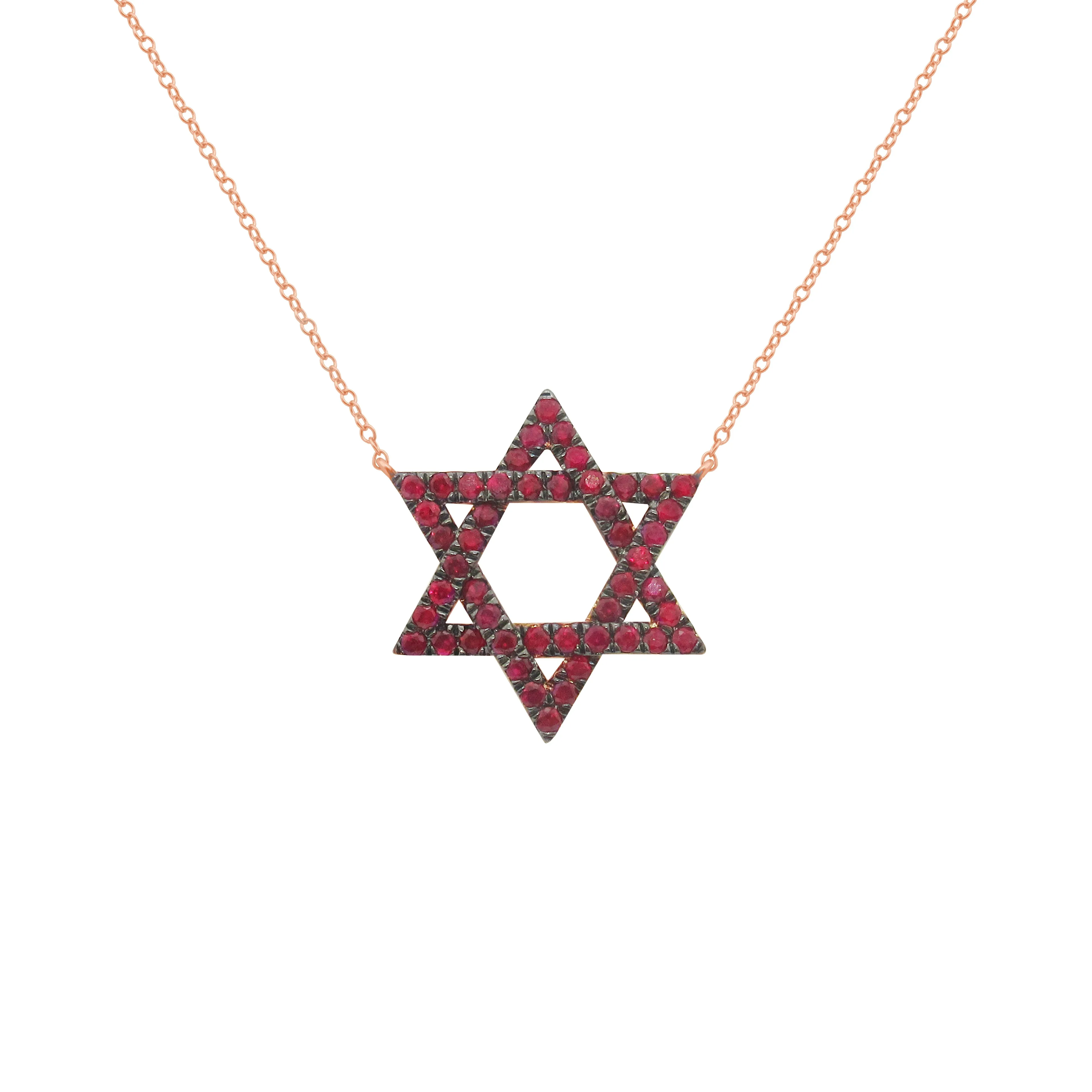 14K GOLD RUBY MAGEN DAVID NECKLACE