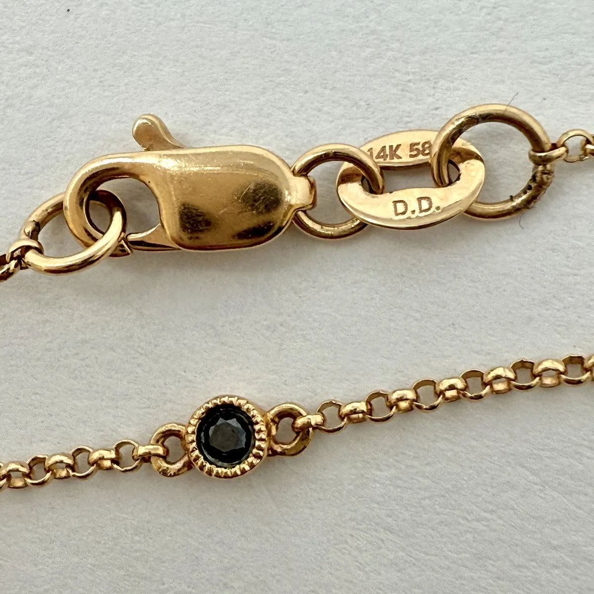 14K Rose Gold Black Diamond by the Yard Station 16" Necklace