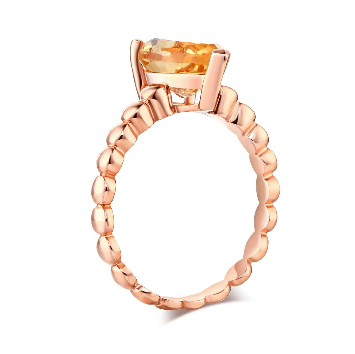 14K Rose Gold Citrine Pear Ladies Ring MKR7041