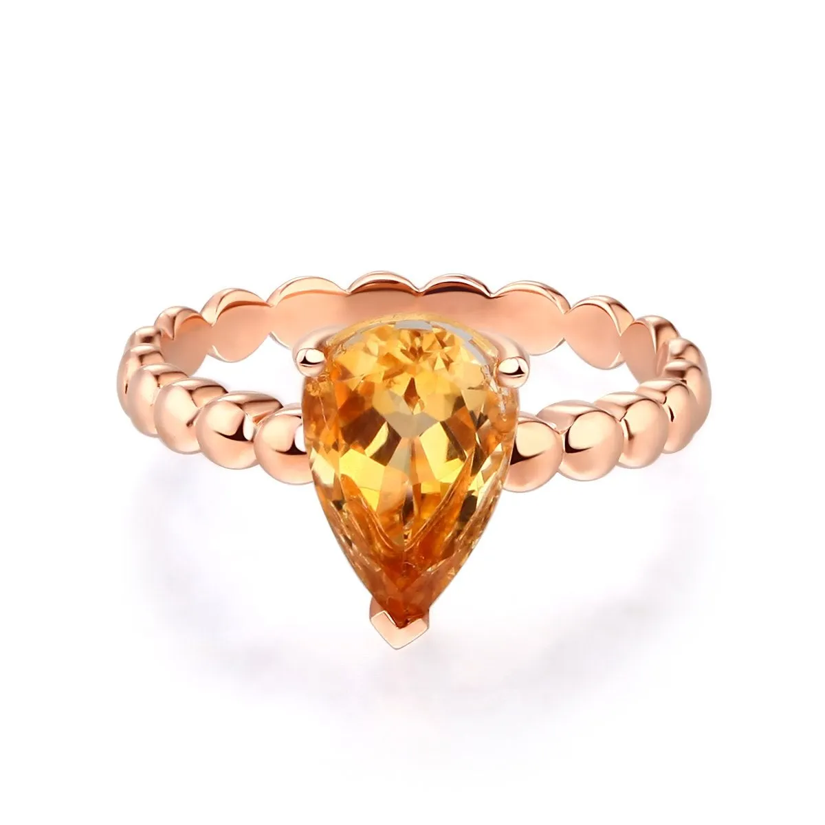 14K Rose Gold Citrine Pear Ladies Ring MKR7041