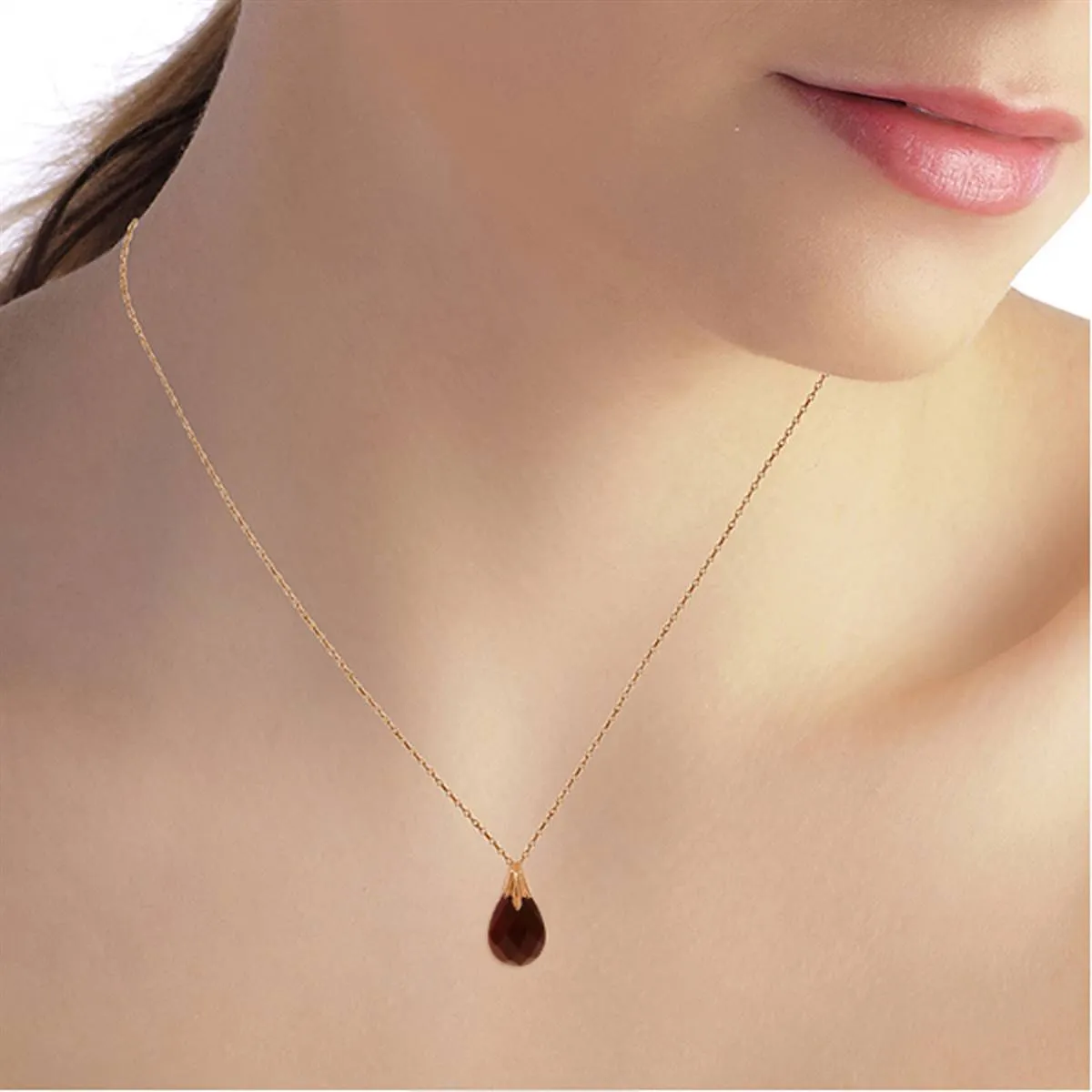 14K Solid Rose Gold Necklace w/ Natural Diamondyed Ruby