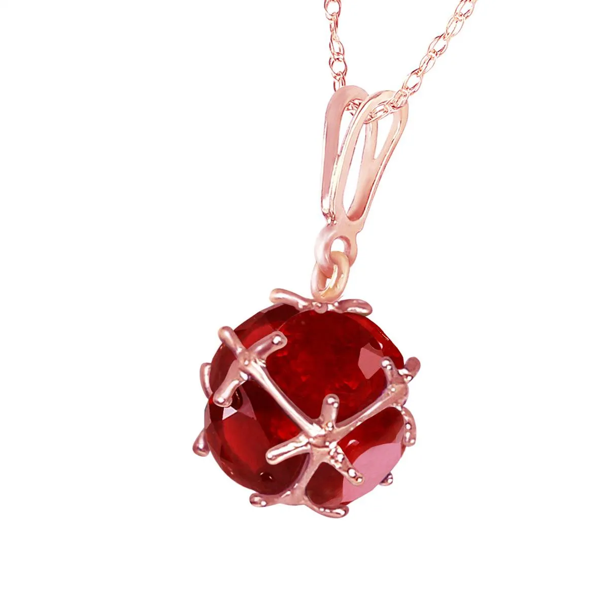 14K Solid Rose Gold Ruby Necklace Jewelry Royal