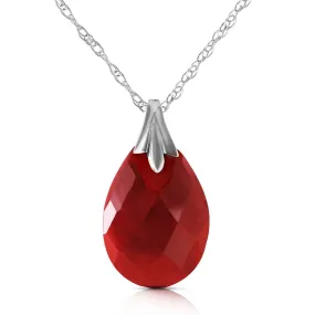 14K Solid White Gold Necklace w/ Natural Diamondyed Ruby