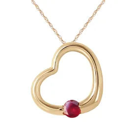 14K Solid Yellow Gold Heart Necklace w/ Natural Ruby