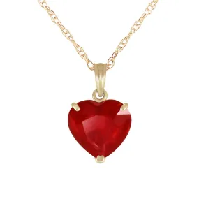 14K Solid Yellow Gold Necklace w/ Natural 10mm Heart Ruby