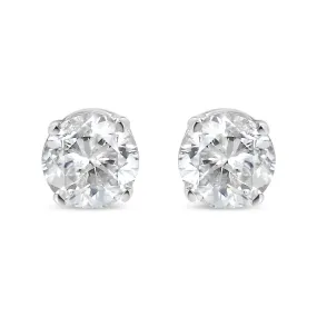 14K White Gold 1/5 Cttw Round Brilliant-Cut Near Colorless Diamond Classic 4-Prong Stud Earrings (I-J Color, VS1-VS2 Clarity)