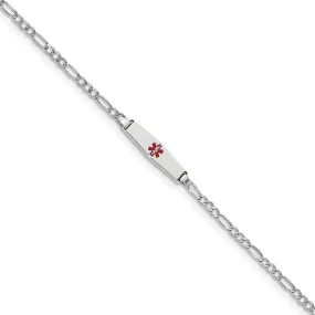 14K White Gold Figaro Childrens ID Bracelet