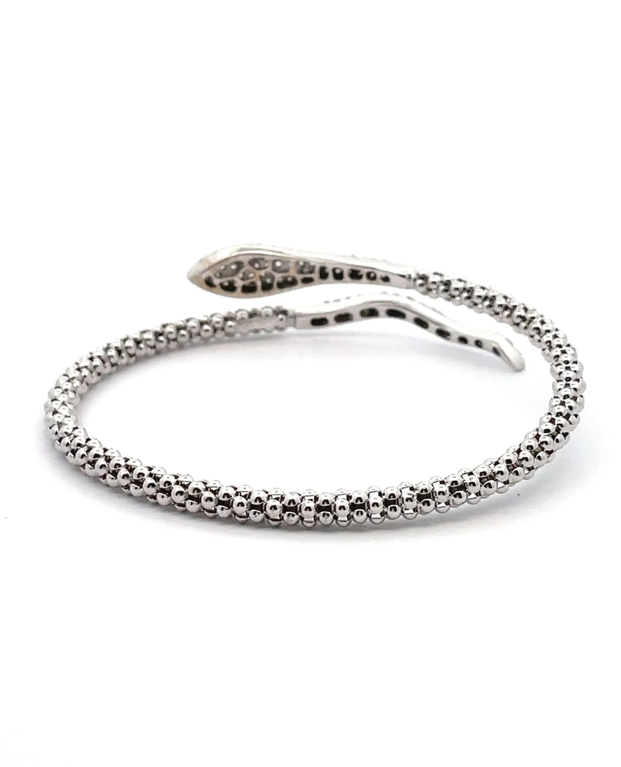 14K White Gold Snake Wrap Bracelet with Diamonds