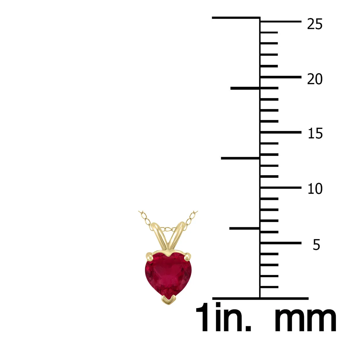 14K Yellow Gold 4Mm Heart Ruby Pendant