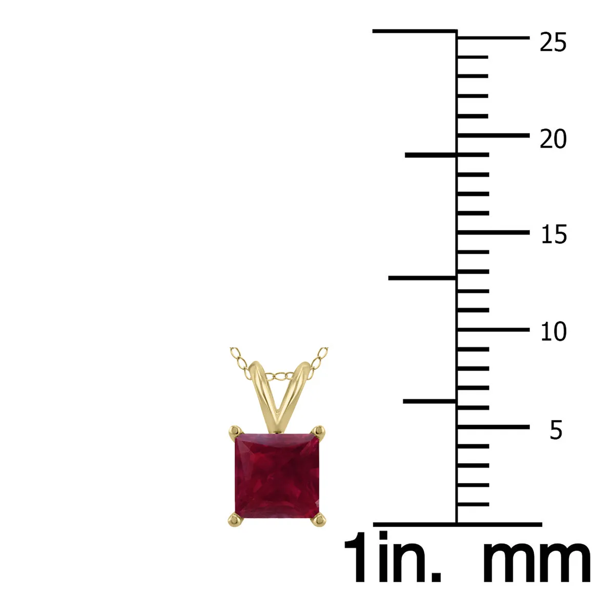 14K Yellow Gold 5Mm Square Ruby Pendant