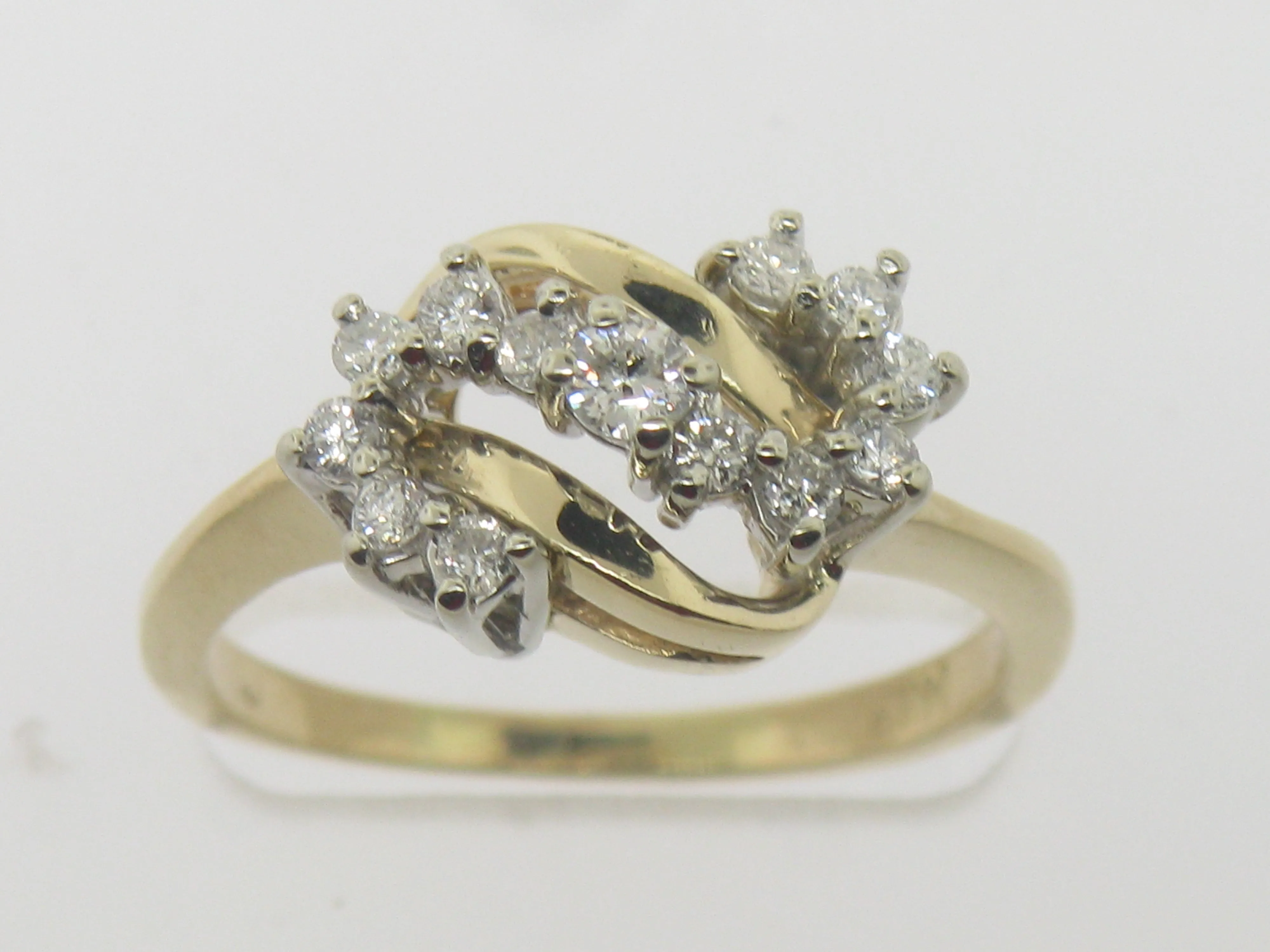 14K Yellow Gold Diamond S-Swirl Ring .32 CTTW