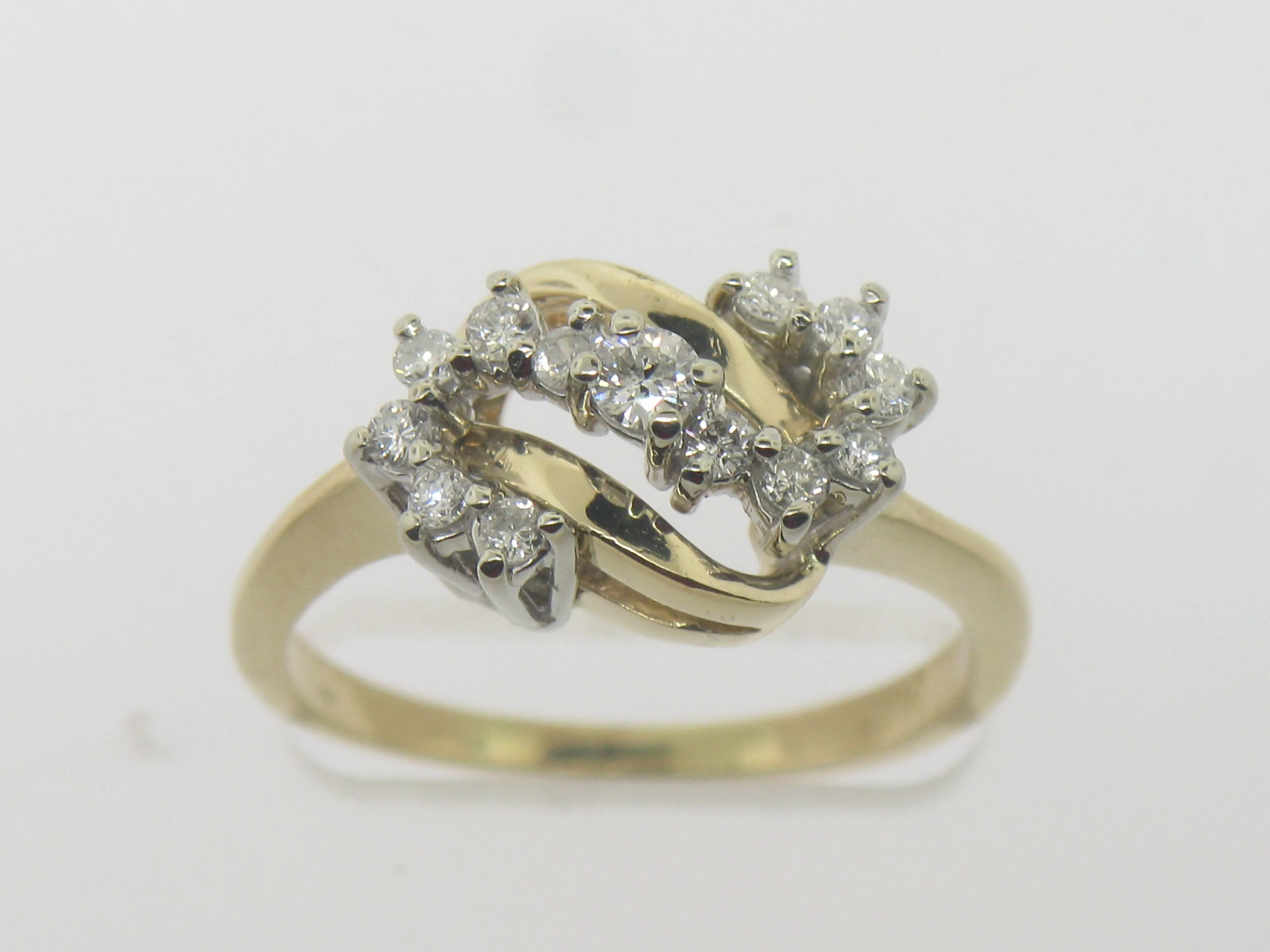 14K Yellow Gold Diamond S-Swirl Ring .32 CTTW