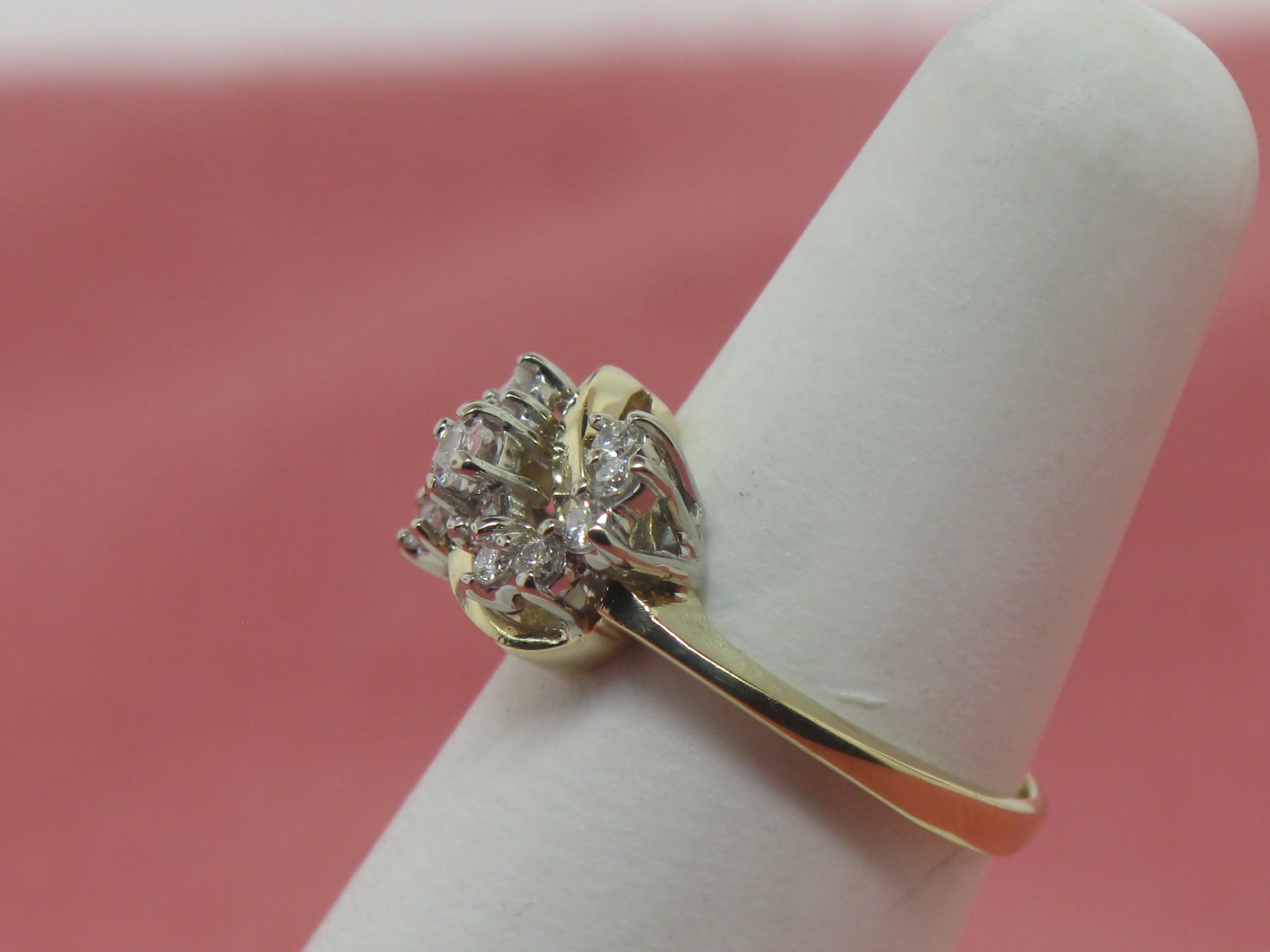 14K Yellow Gold Diamond S-Swirl Ring .32 CTTW